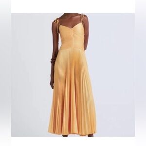 10 Crosby Derek Lam Orange Pleated Maxi Dress